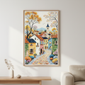 Autumn Village Street Canvas Wall Art