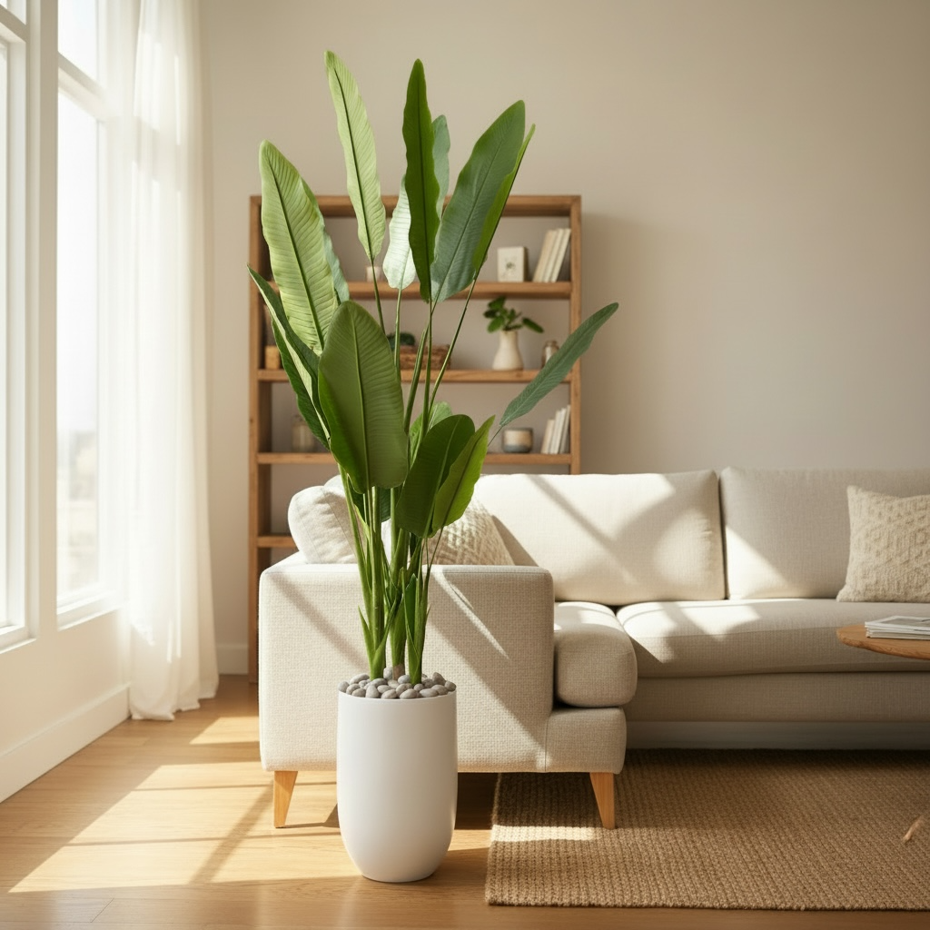 Tall Artificial Bird of Paradise Plant in Fiberglass Planter