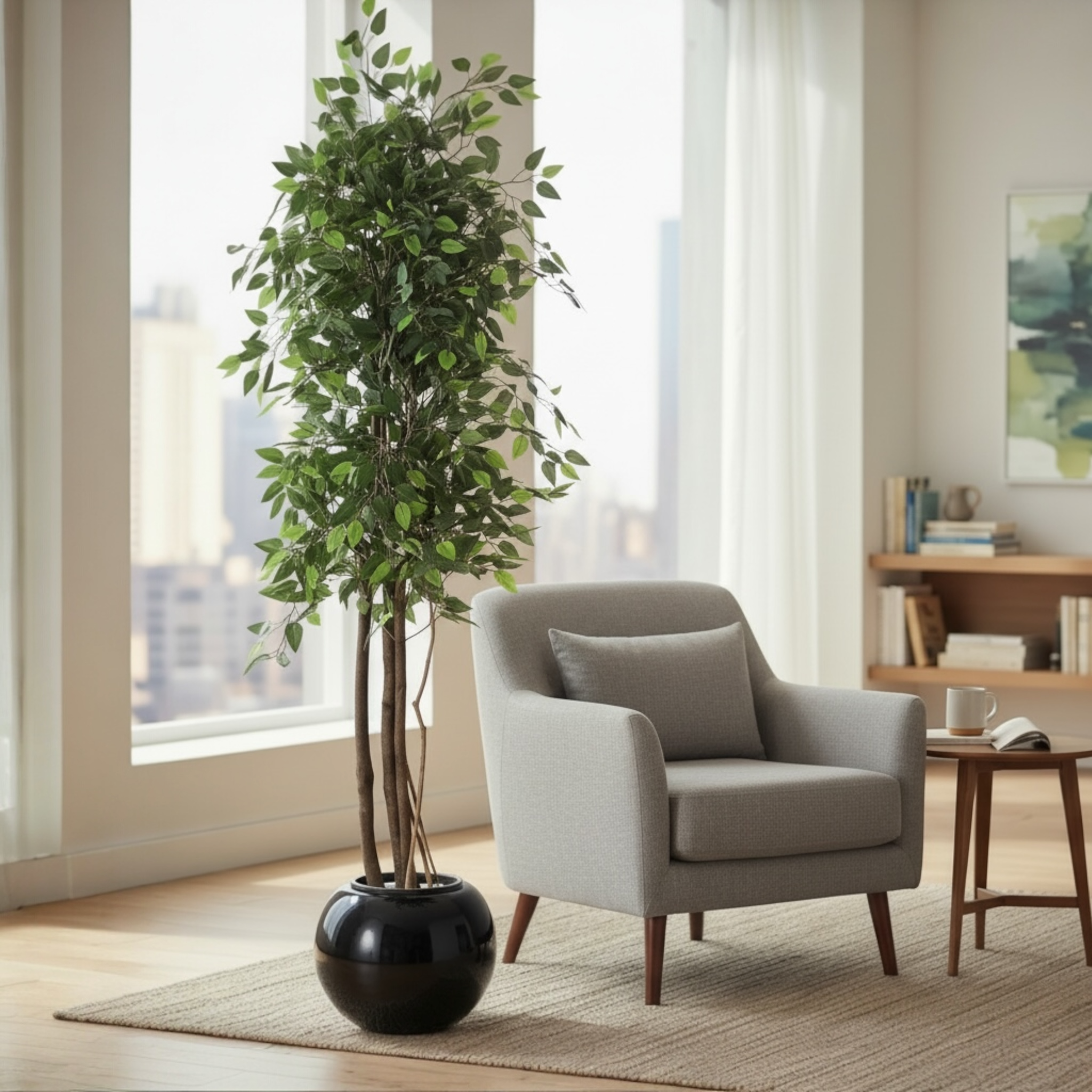 Premium Artificial Indoor Tree in Black Pot