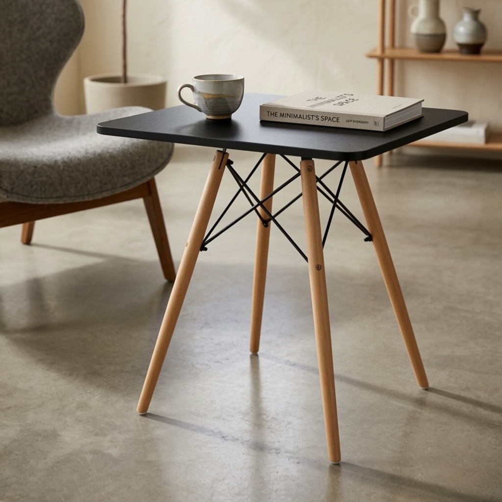 Modern Square MDF Dining Table with Beech Wood Legs