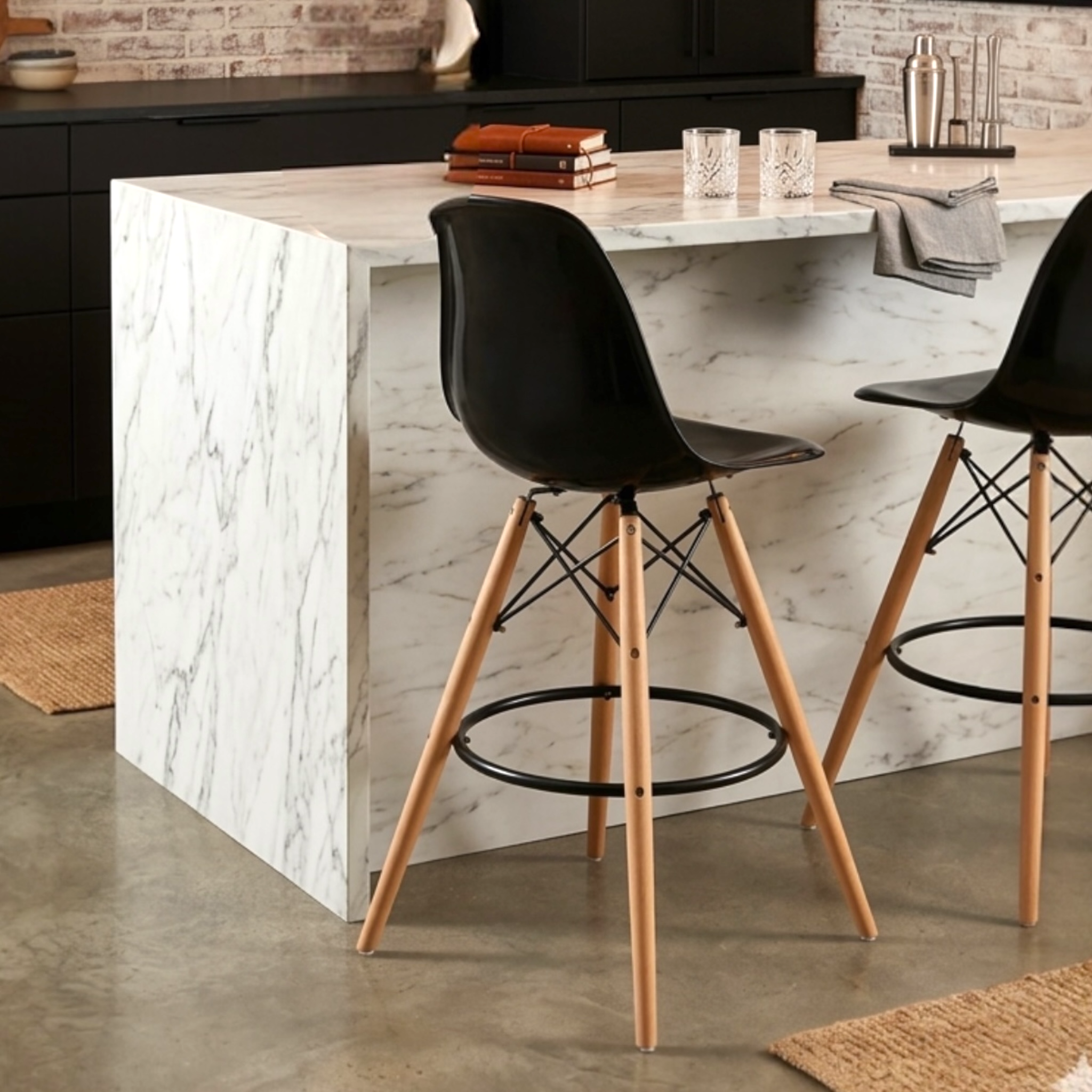 Modern Acrylic Bar Chair with Beech Wood Legs