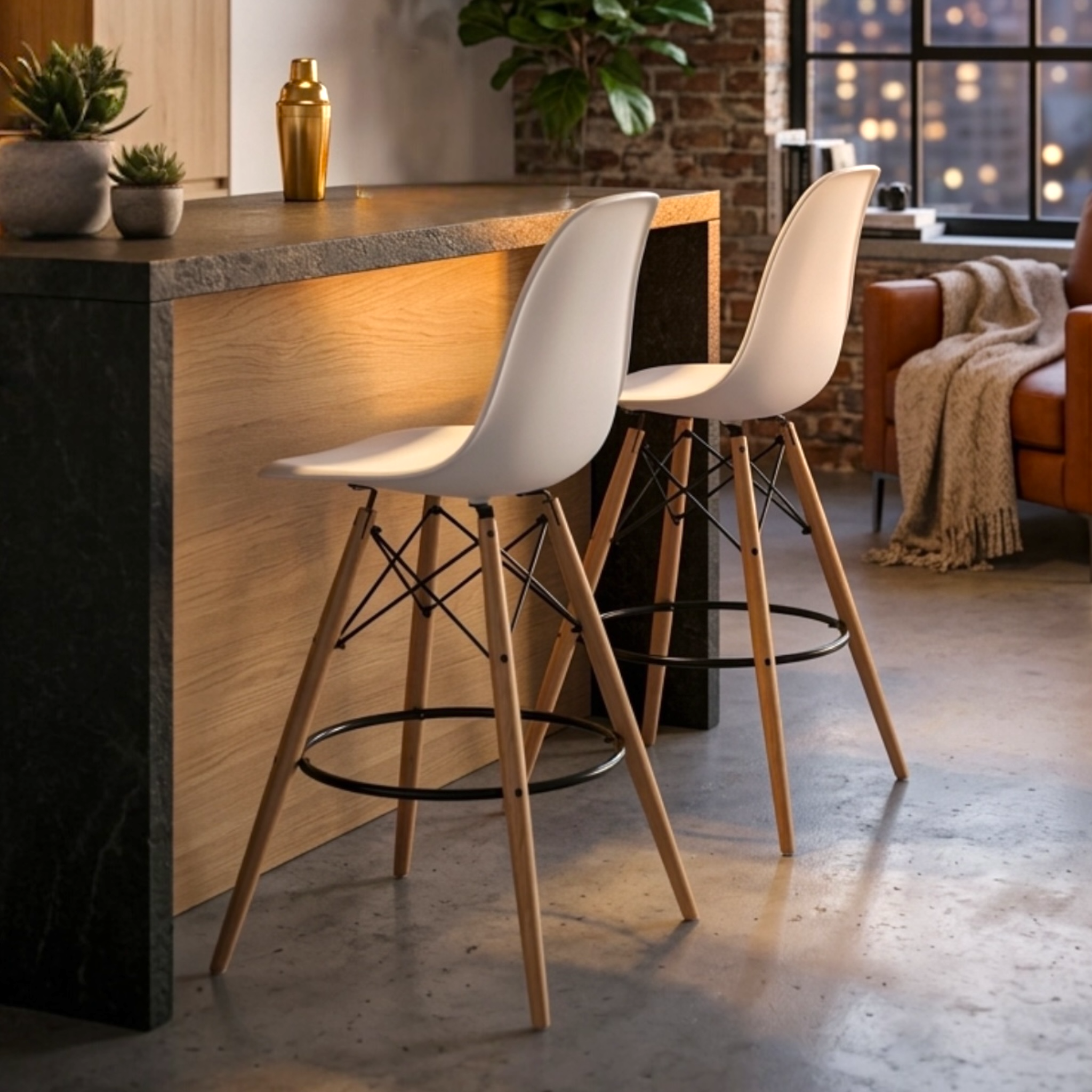 Modern Acrylic Bar Chair with Beech Wood Legs