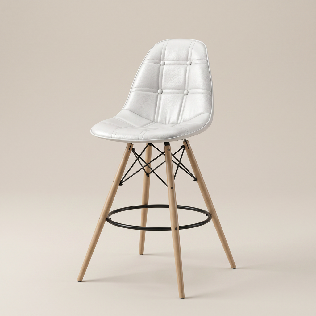 Royal Acrylic Upholstered Bar Stool with Beech Wood Legs