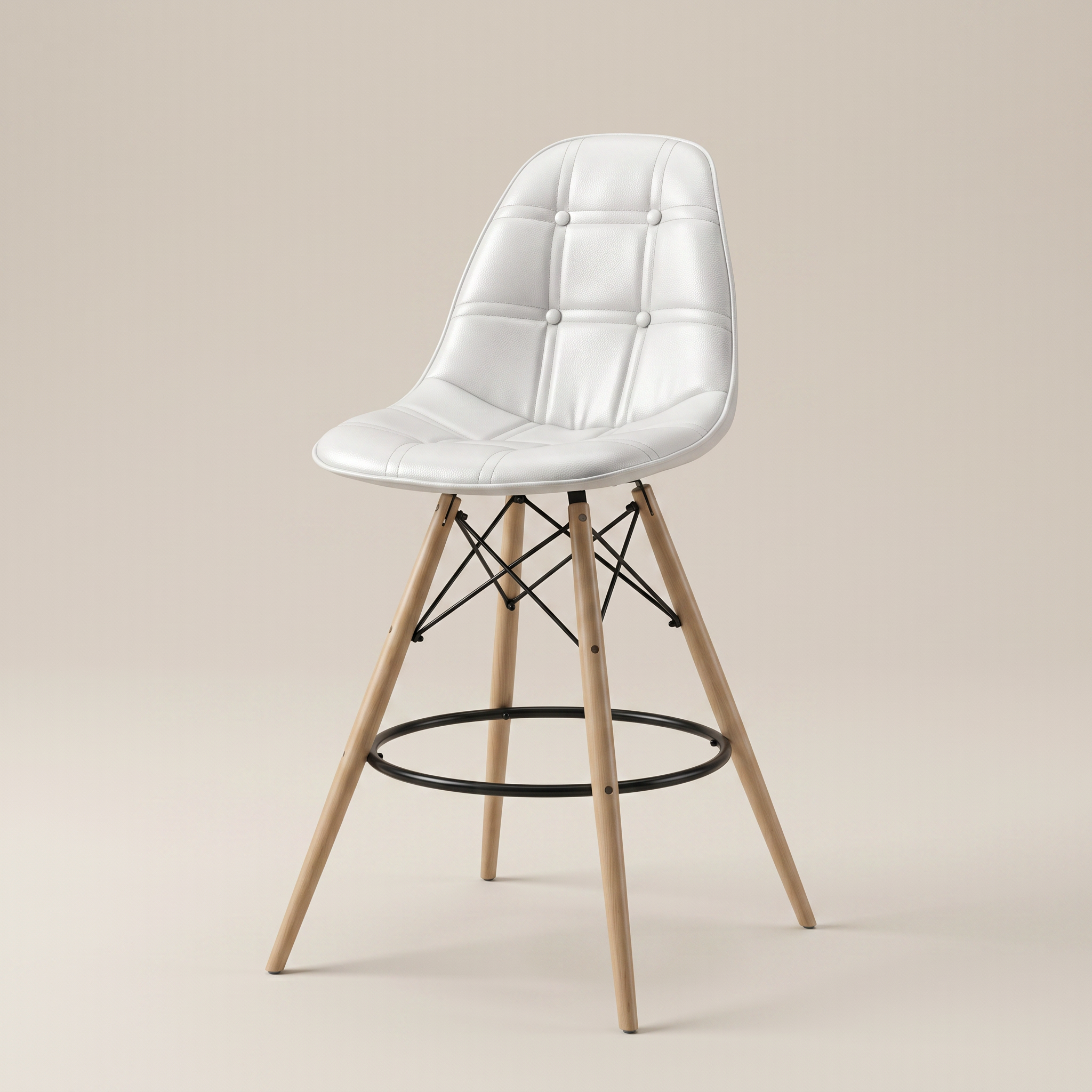 Royal Acrylic Upholstered Bar Stool with Beech Wood Legs