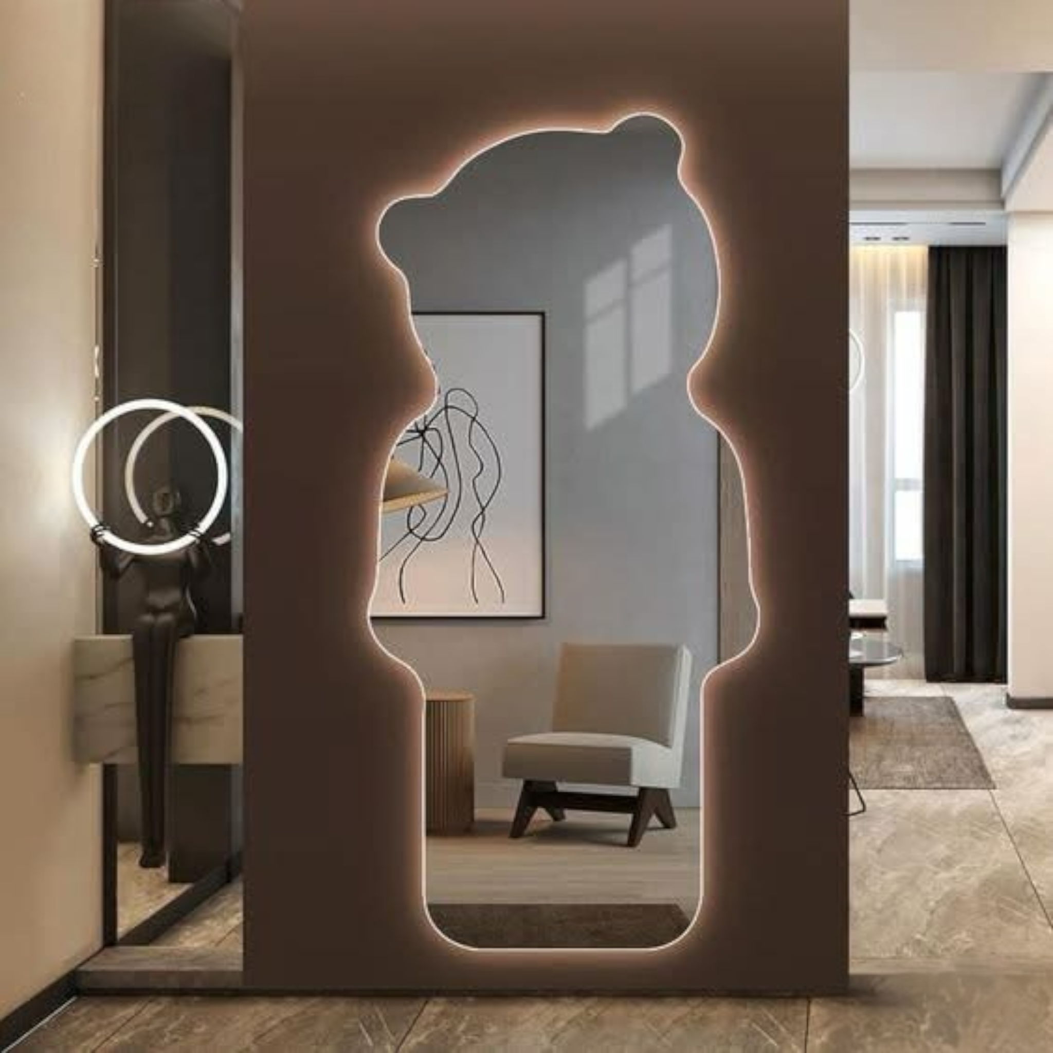 TeddyGlow Bear - Shaped LED Mirror for Kids' Rooms