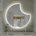 LunaGlow - Crescent-Cut Circle LED Mirror