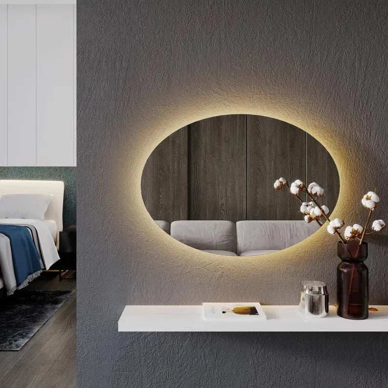 AuraView - Oval LED Mirror with Warm Backlight