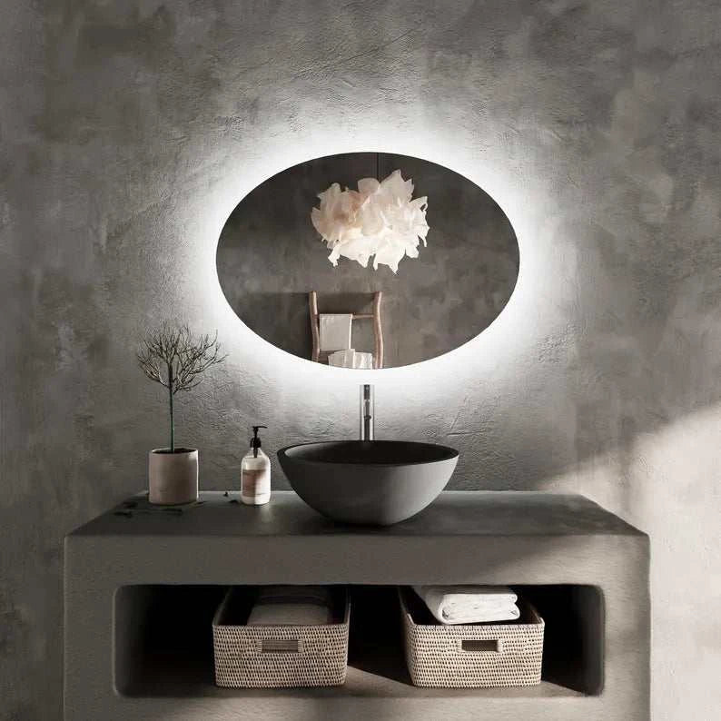 AuraView - Oval LED Mirror with Warm Backlight