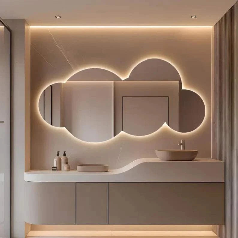 Cloudia - Cloud-Shaped LED Mirror with Warm Glow
