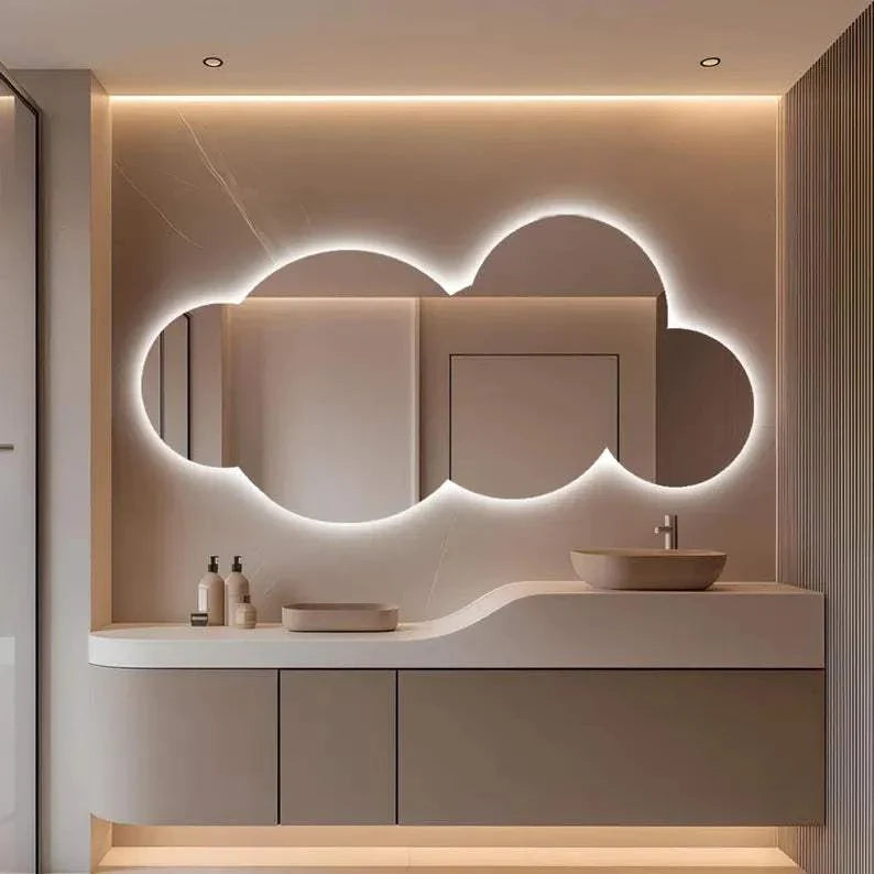 Cloudia - Cloud-Shaped LED Mirror with Warm Glow