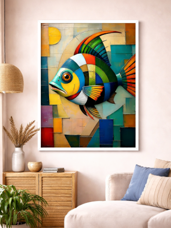 Abstract Colorful Fish Canvas Wall Art