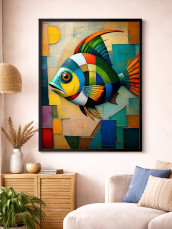 Abstract Colorful Fish Canvas Wall Art