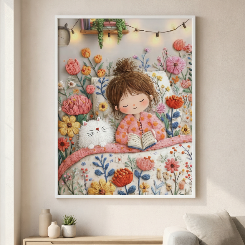 Dreamy Girl Reading Canvas Art