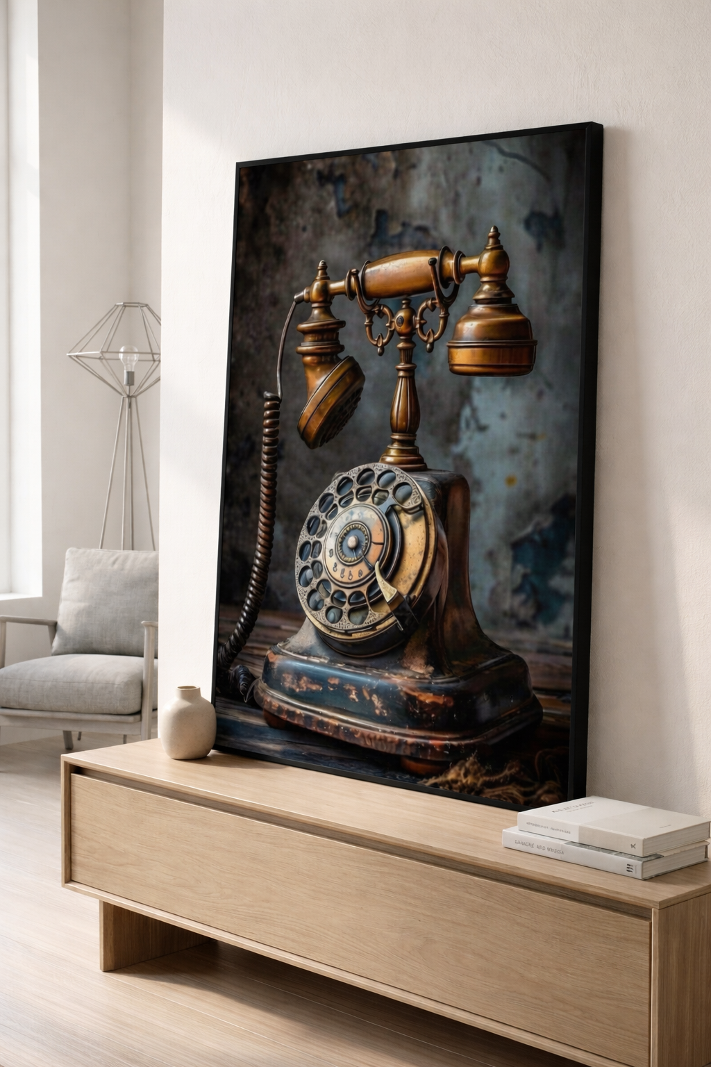Vintage Rotary Telephone Canvas Wall Art