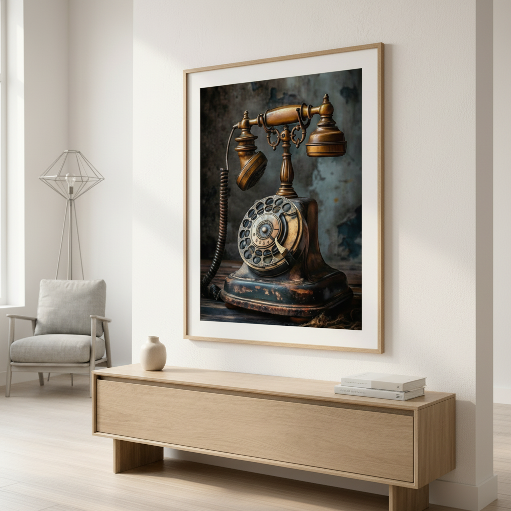 Vintage Rotary Telephone Canvas Wall Art