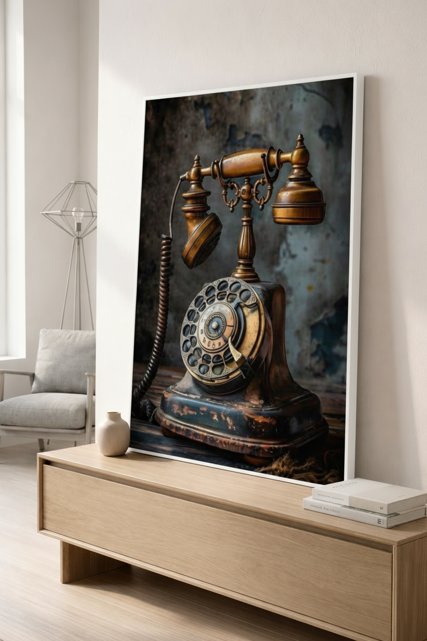 Vintage Rotary Telephone Canvas Wall Art