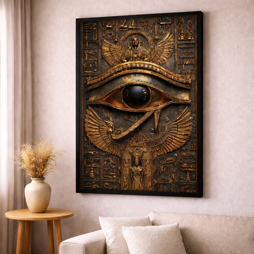 Eye of Horus Egyptian Relief Canvas Wall Art