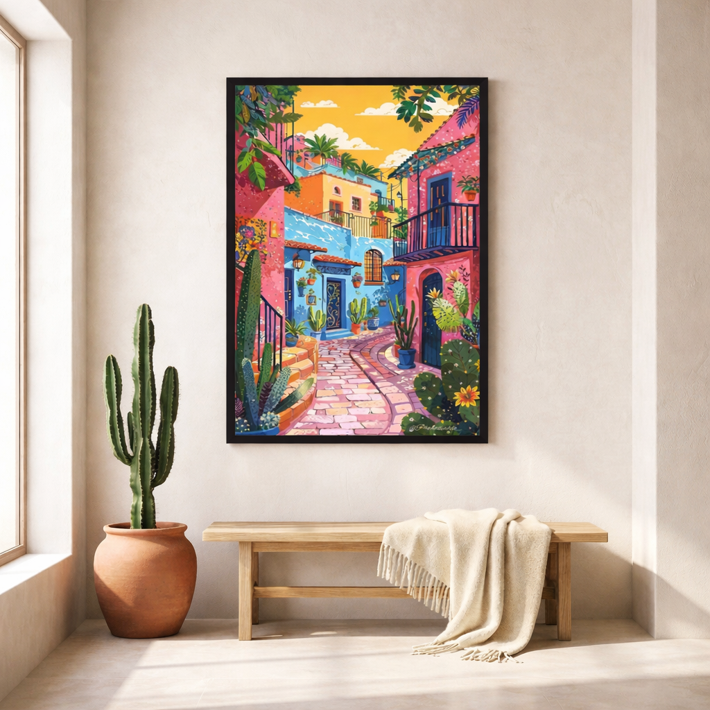 Colorful Mediterranean Street Canvas Art