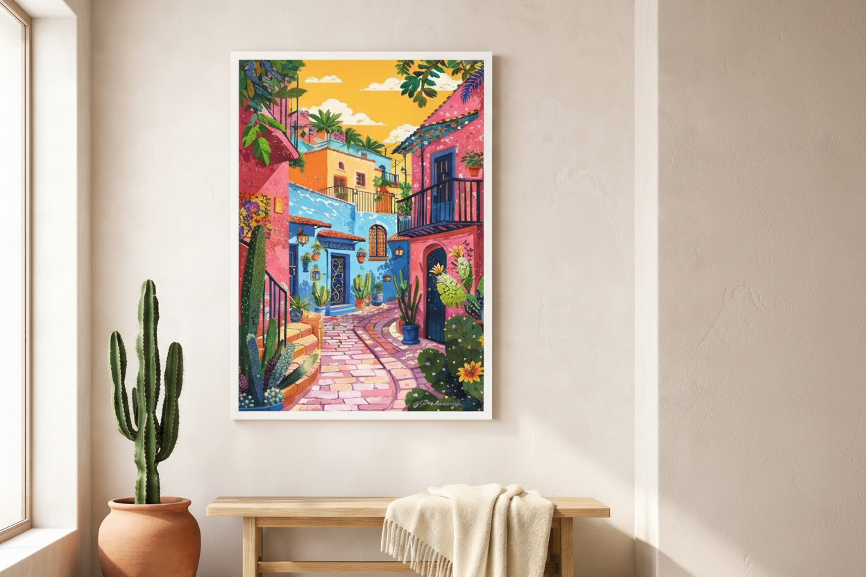 Colorful Mediterranean Street Canvas Art