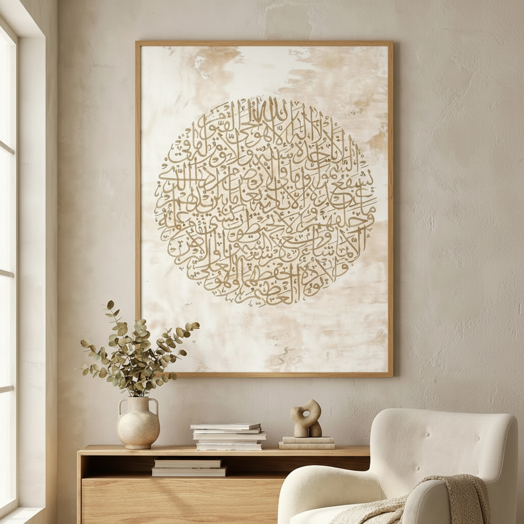Minimal Islamic Calligraphy Circle Canvas