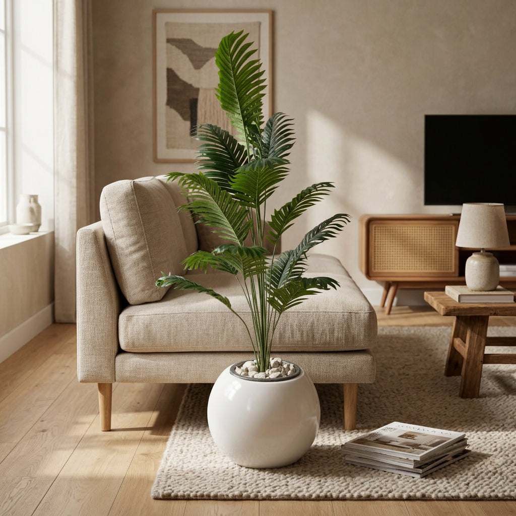 Artificial Palm Plant with Fiberglass Pot