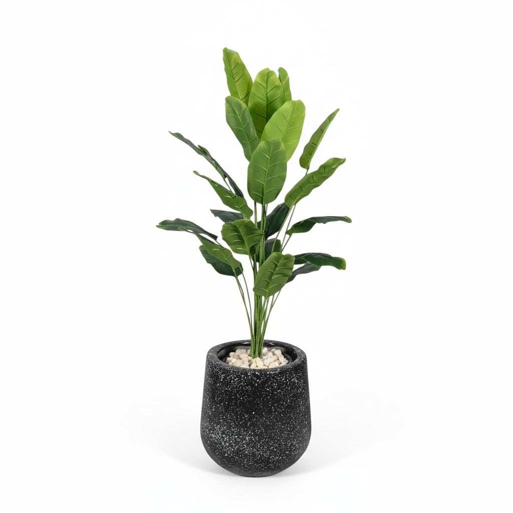 Artificial Banana Leaf Plant in Black Pot