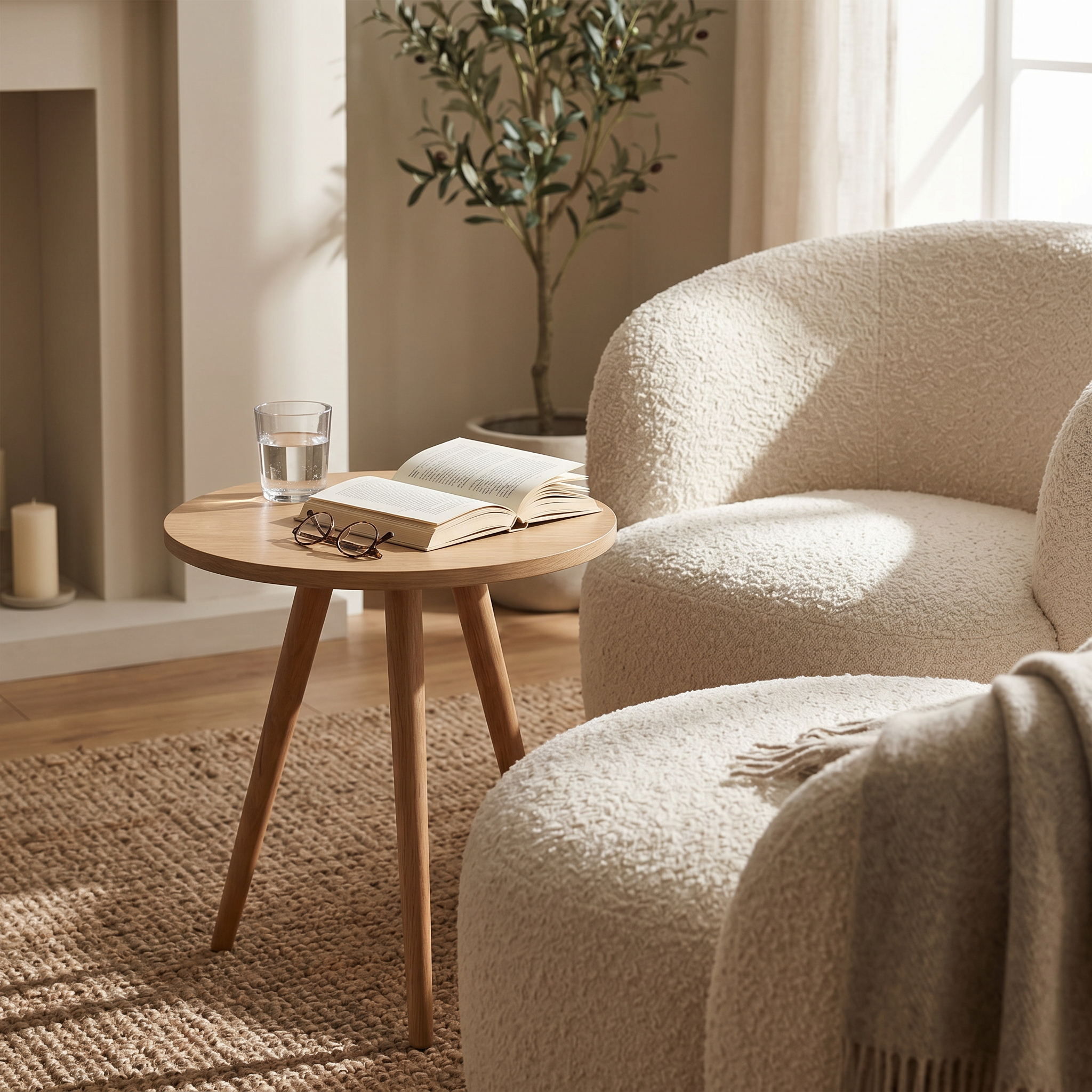 Modern Nesting Side Tables Set of 3 – MDF Top & Beech Wood Legs