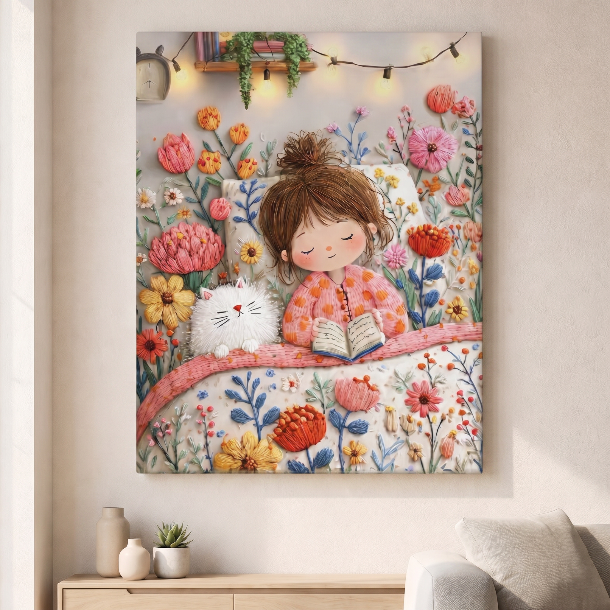 Dreamy Girl Reading Canvas Art