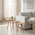 Modern Nesting Side Tables Set of 3 – MDF Top & Beech Wood Legs