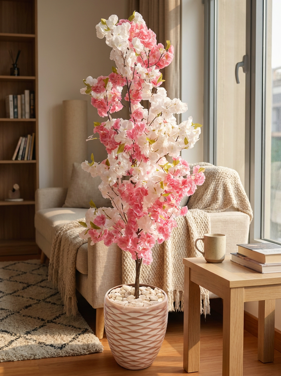 Rosabelle - Artificial Pink & White Blossom Tree