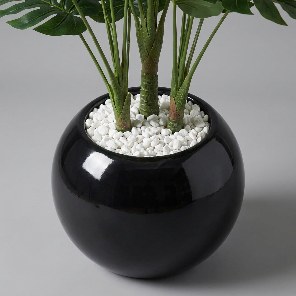Artificial Monstera Plant in Black Pot