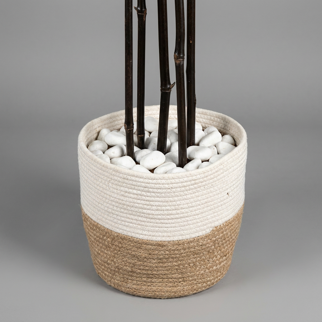 Artificial Bamboo Tree with White Pebbles 2M