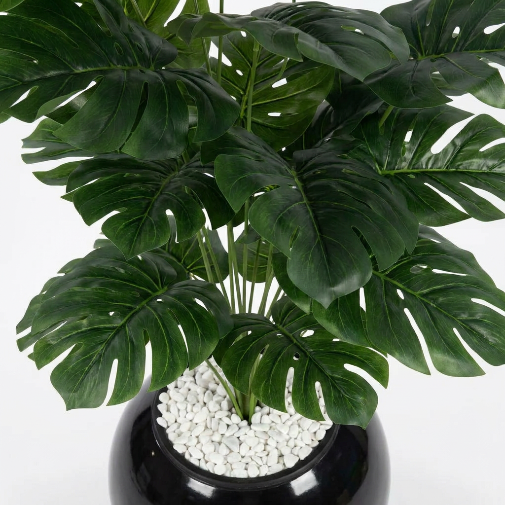 Artificial Monstera Plant in Black Pot