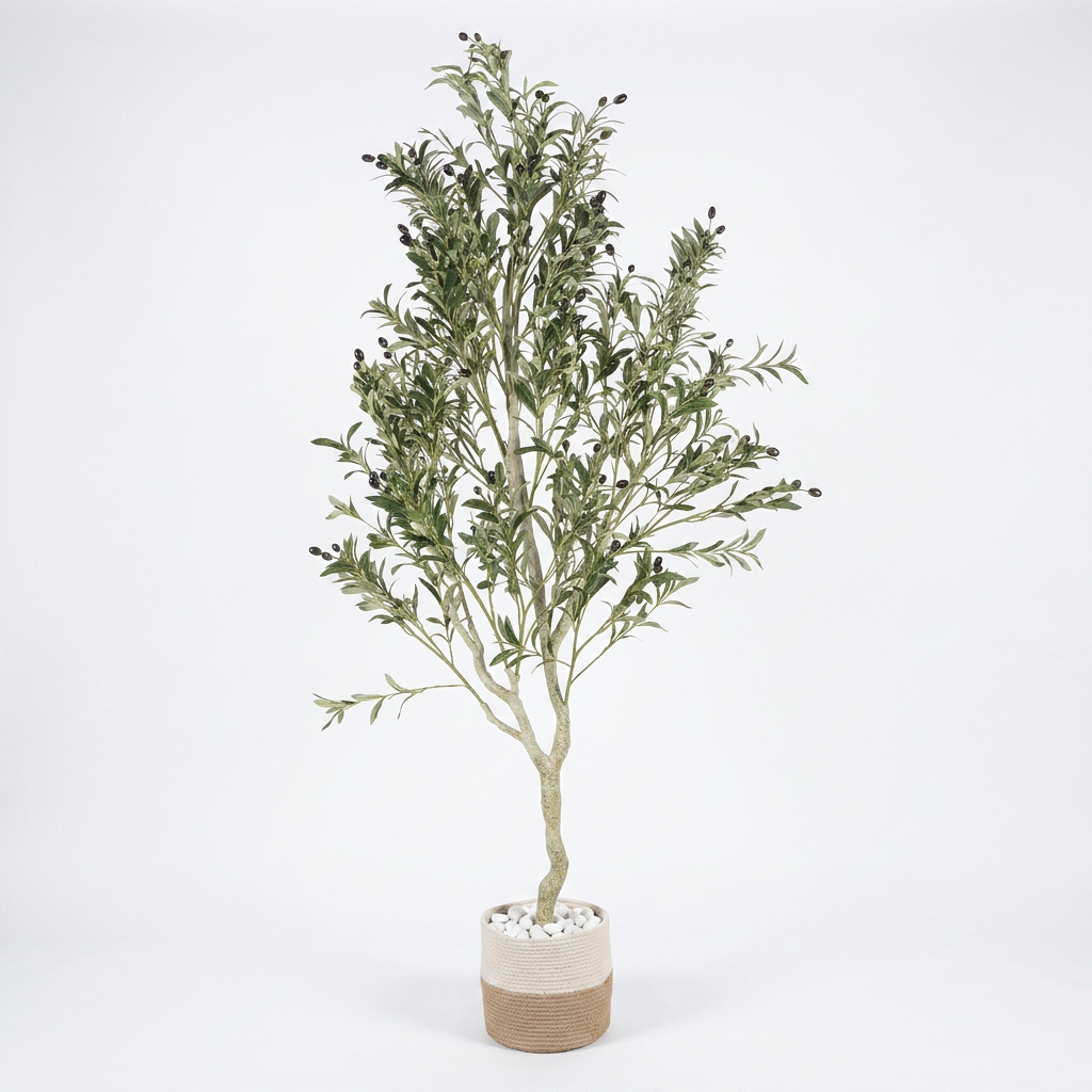 Artificial Olive Tree with White Pebbles 2M