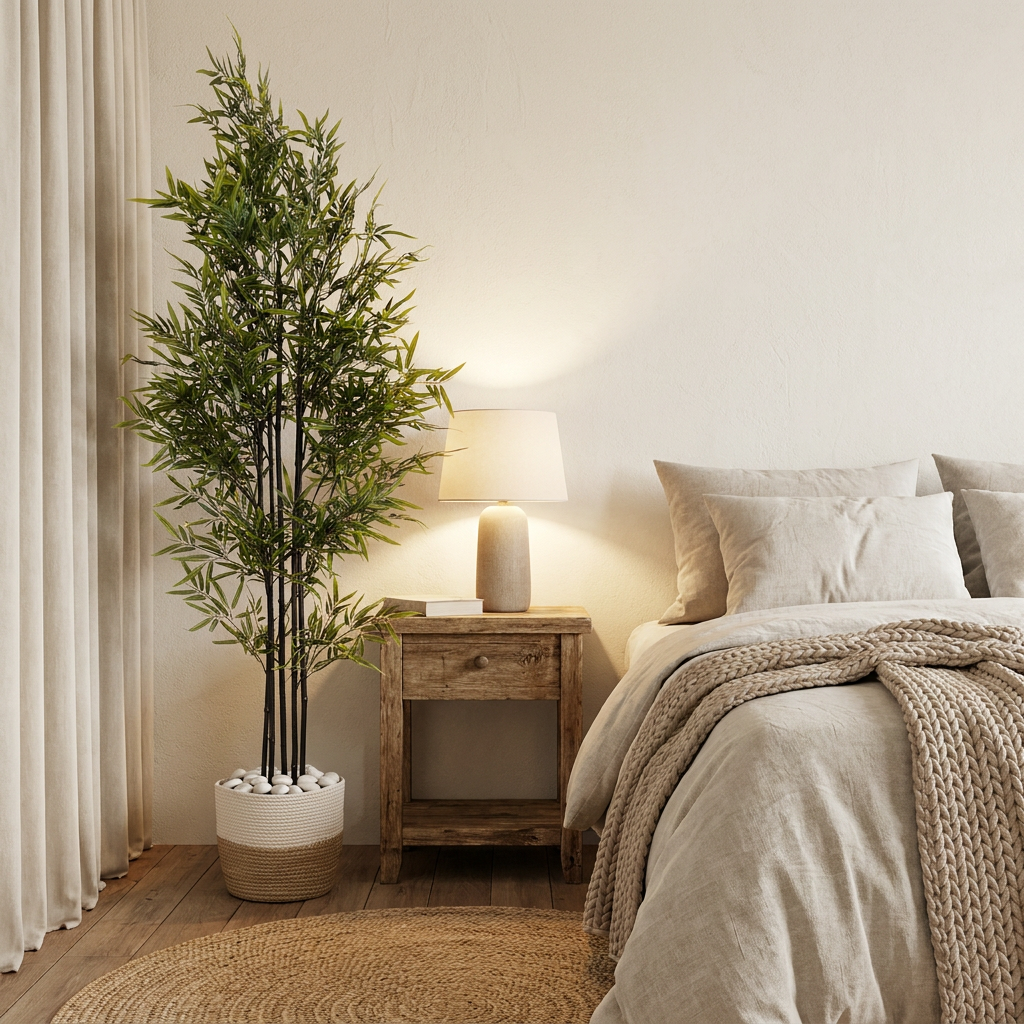Artificial Bamboo Tree with White Pebbles 2M