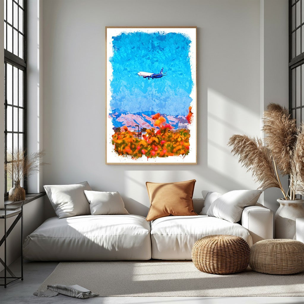 Abstract Airplane Over Colorful Landscape Wall Art