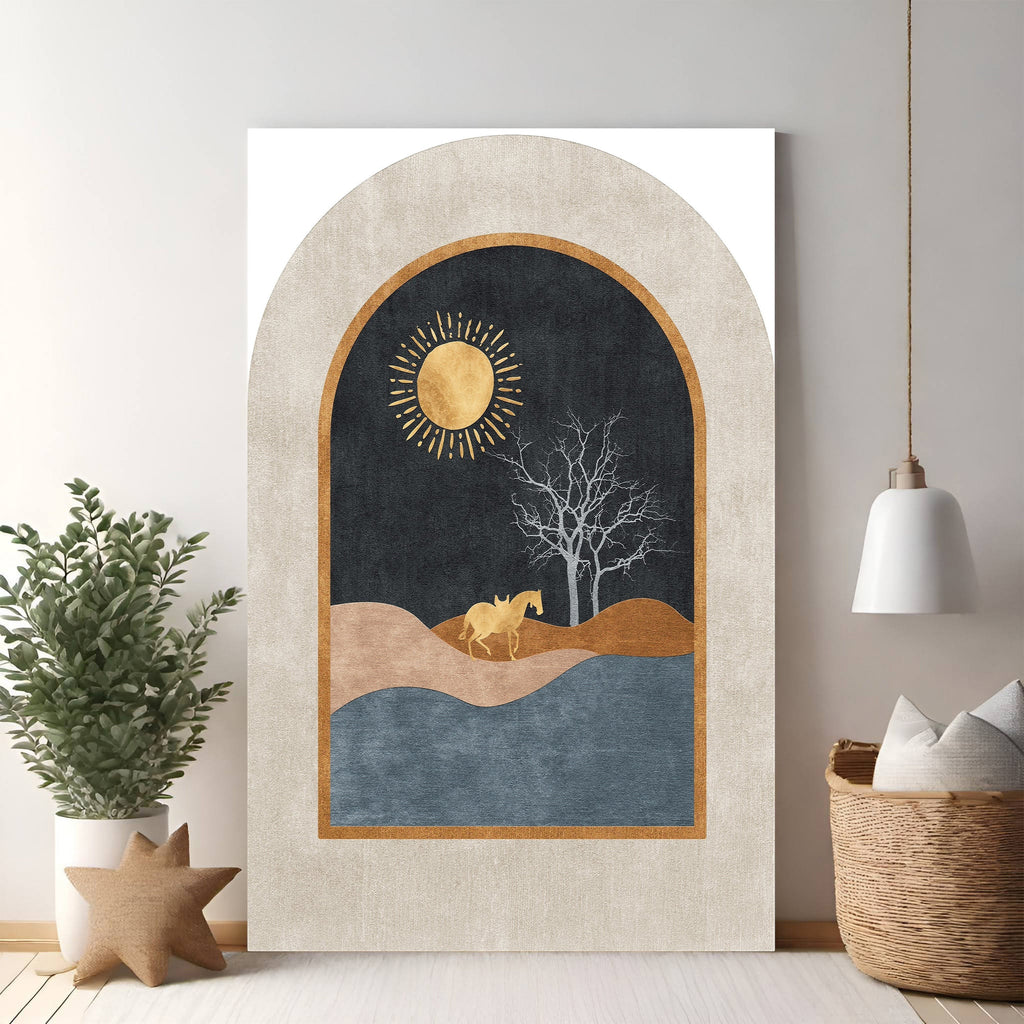 Abstract Archway Landscape With Horse And Sun