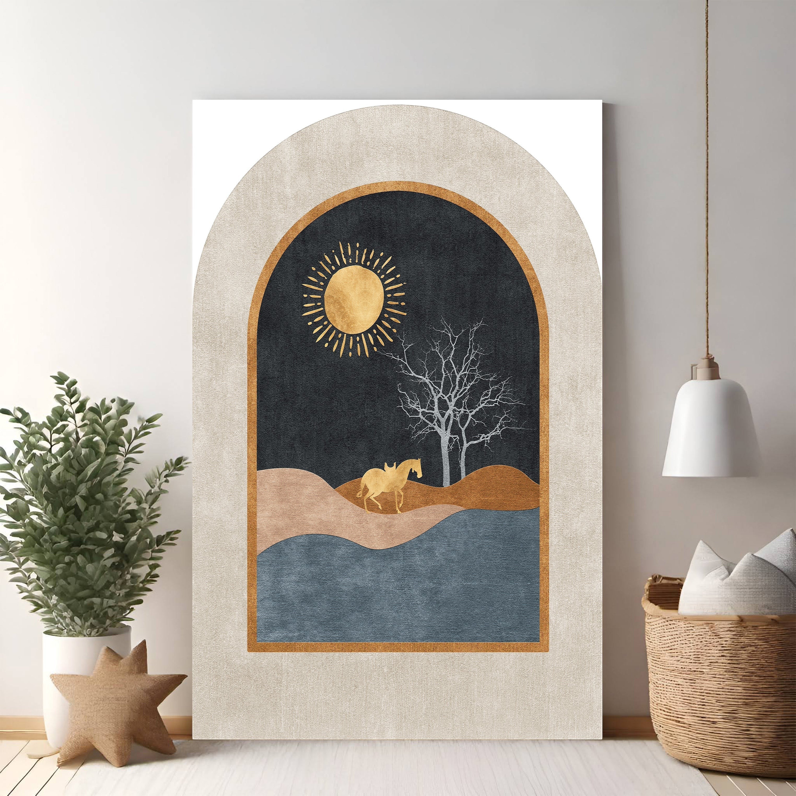 Abstract Archway Landscape With Horse And Sun