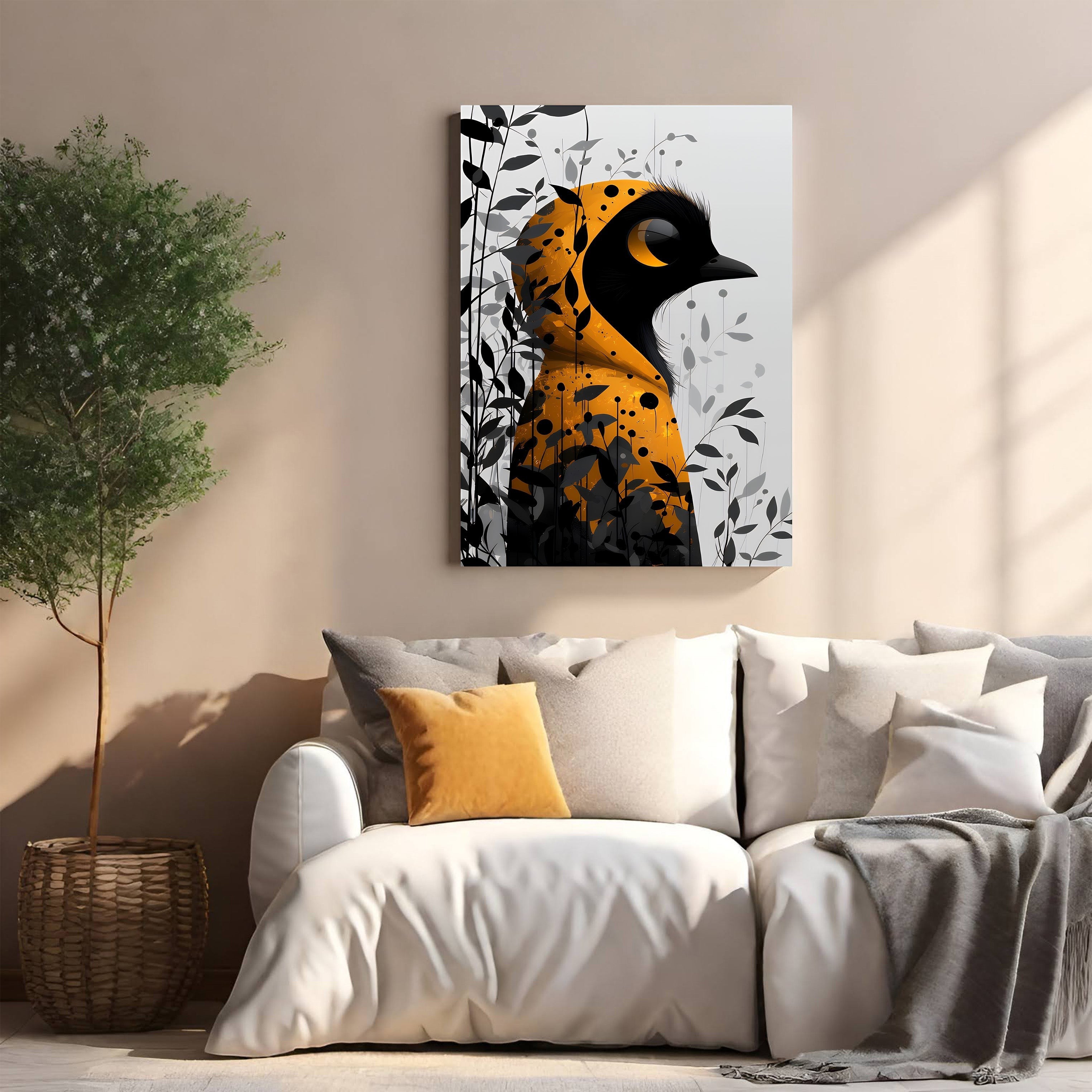 Abstract Bird With Foliage Wall Art