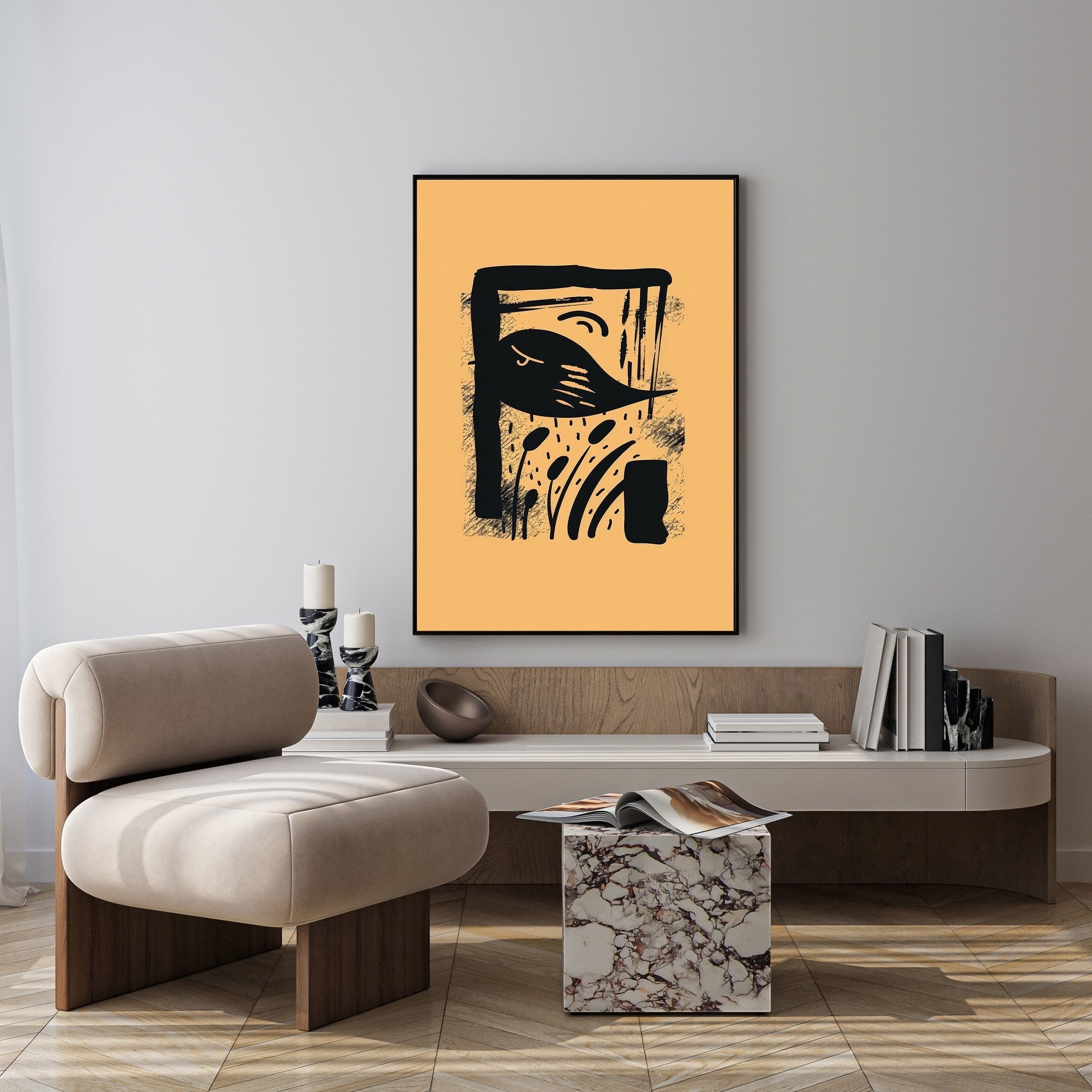 Abstract Bird And Plant Art Print