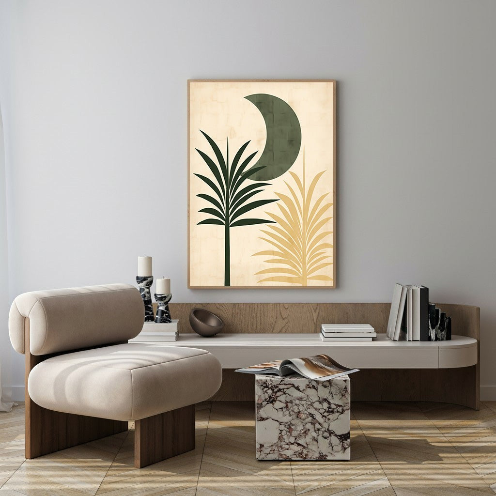 Abstract Botanical Moon Wall Art