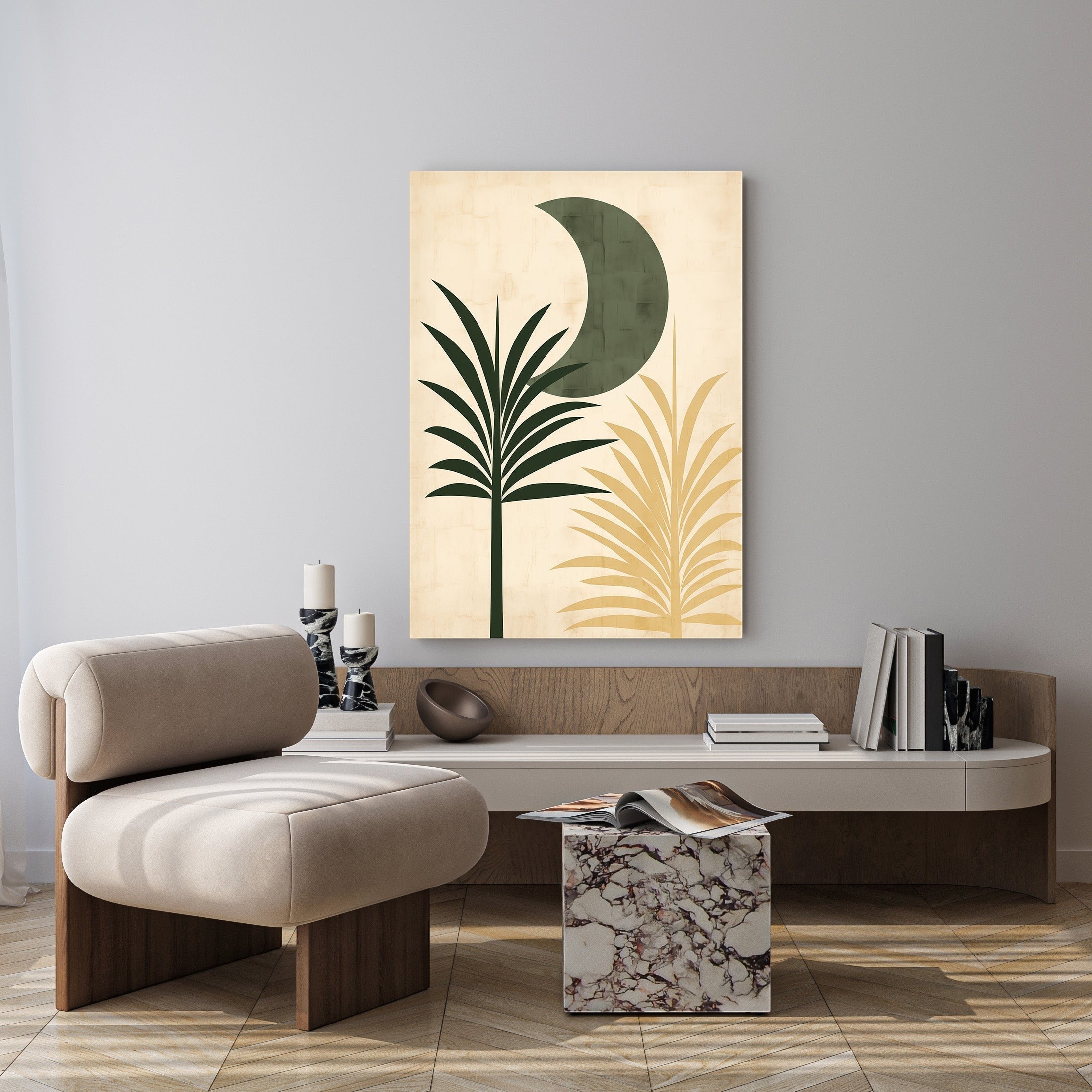 Abstract Botanical Moon Wall Art