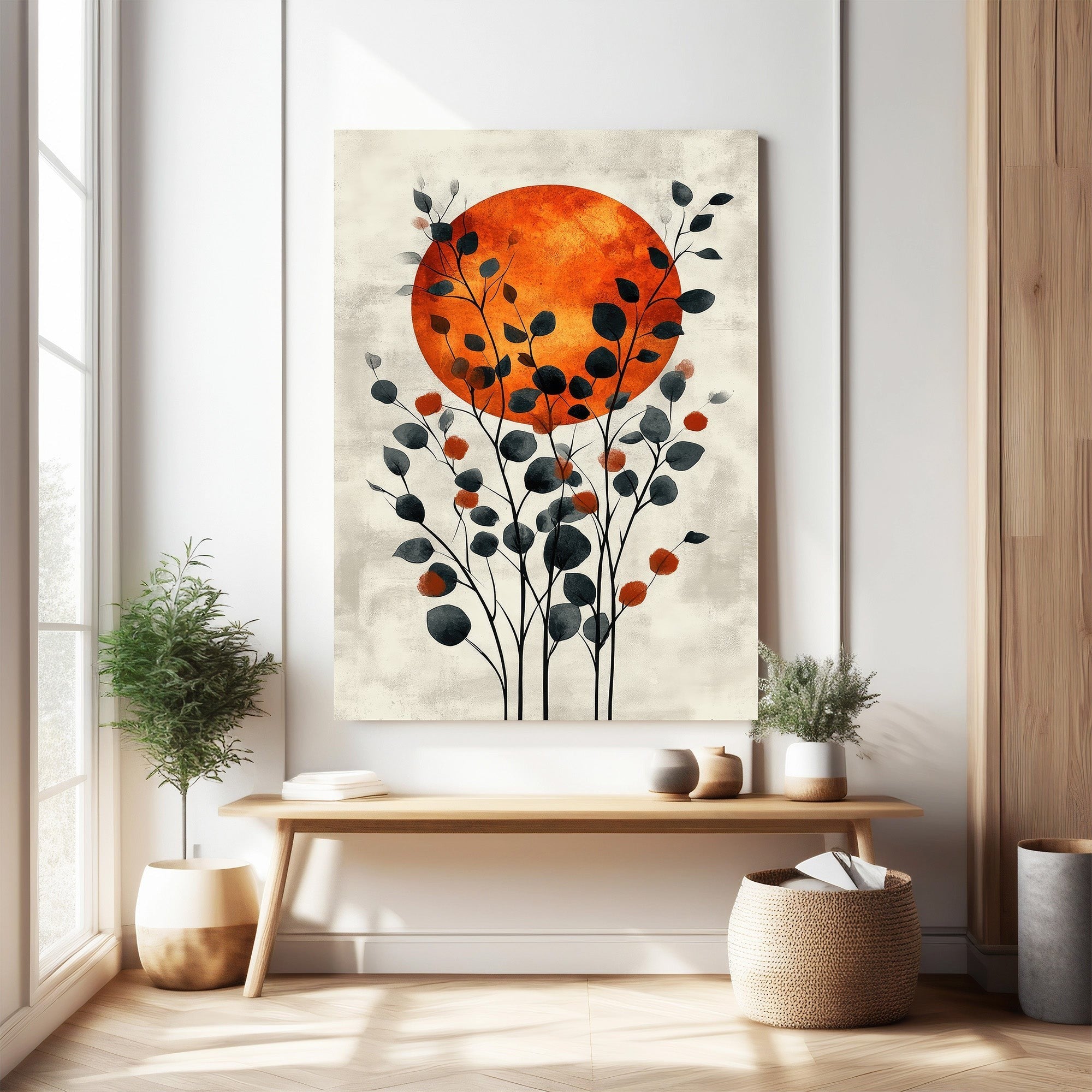 Abstract Botanical Sunburst Wall Art