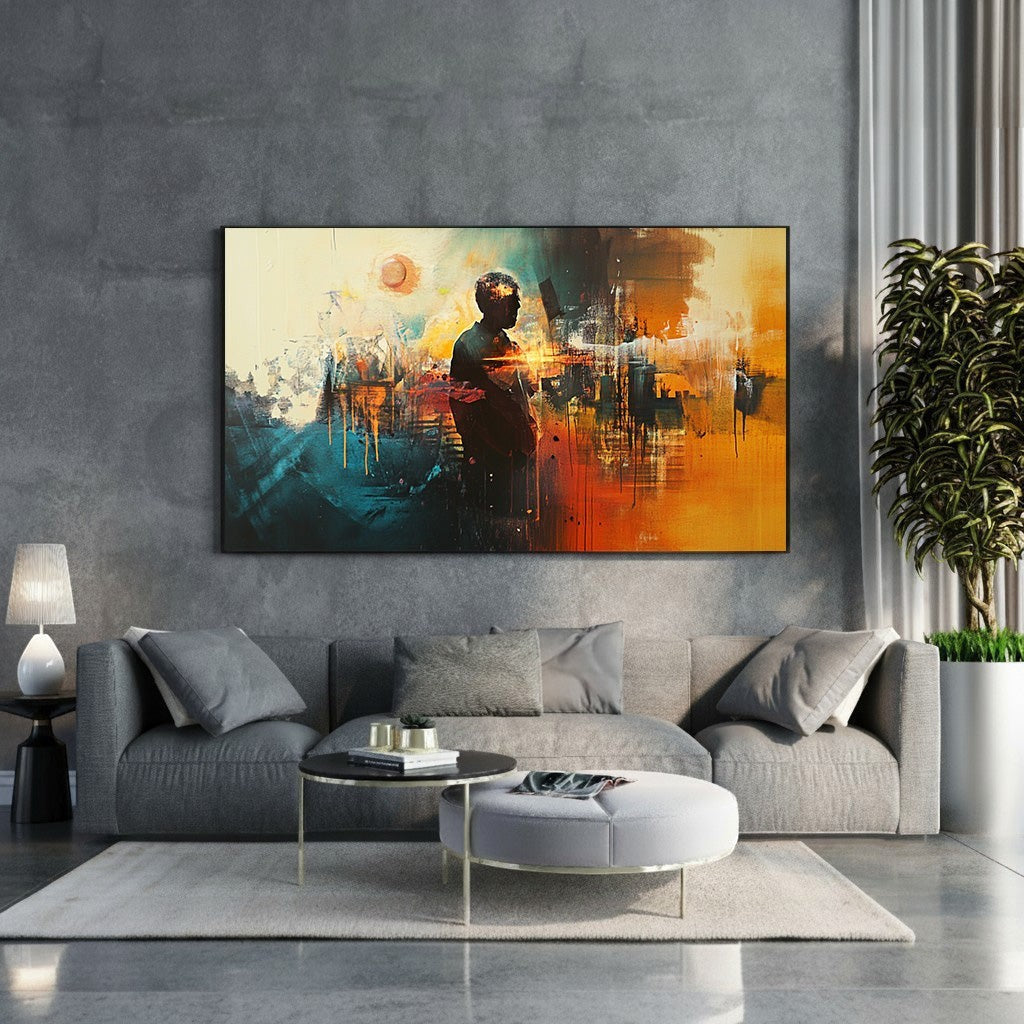 Abstract Cityscape With A Lone Figure