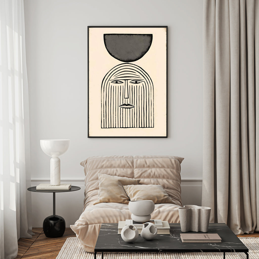 Abstract Face With Geometric Shape Wall Art