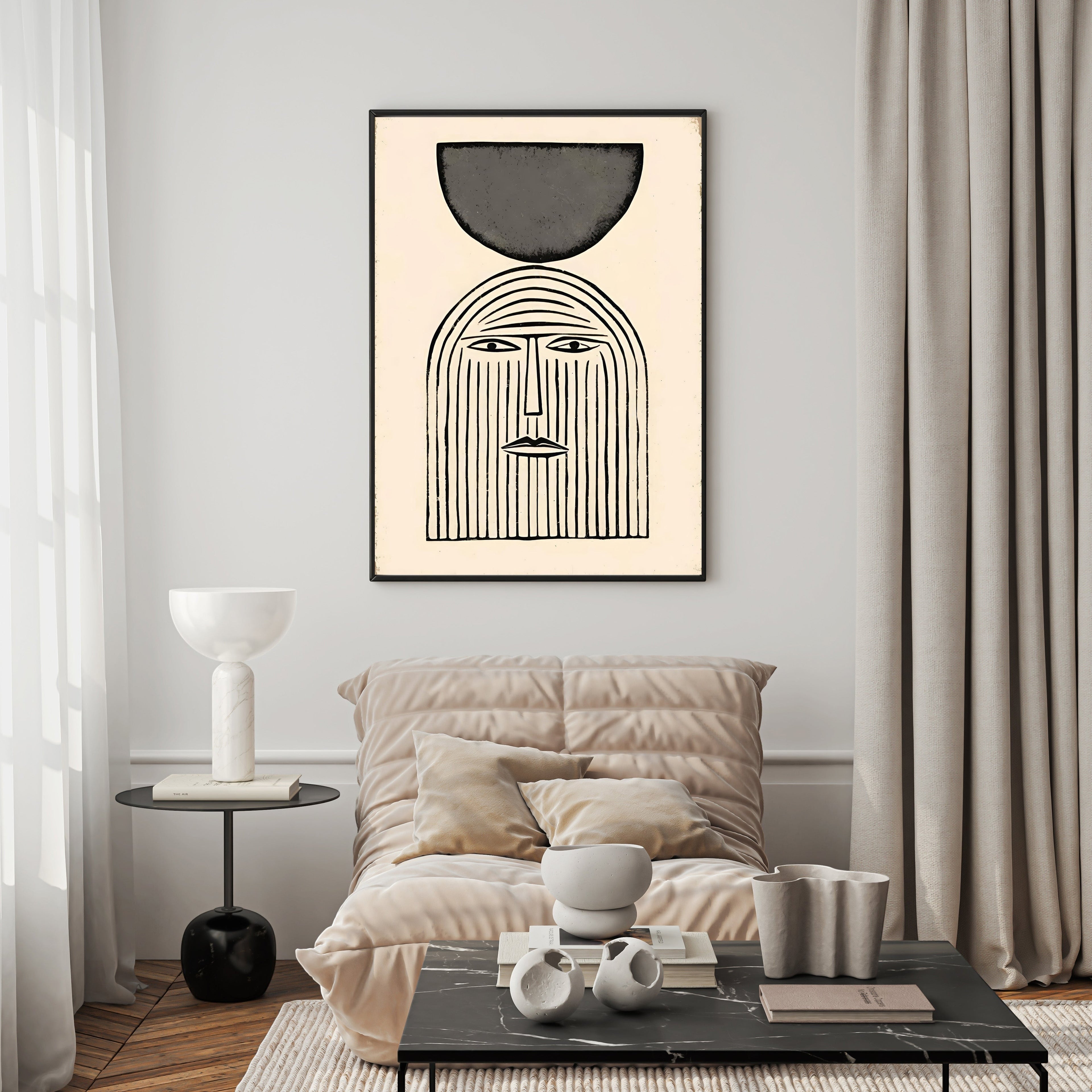 Abstract Face With Geometric Shape Wall Art