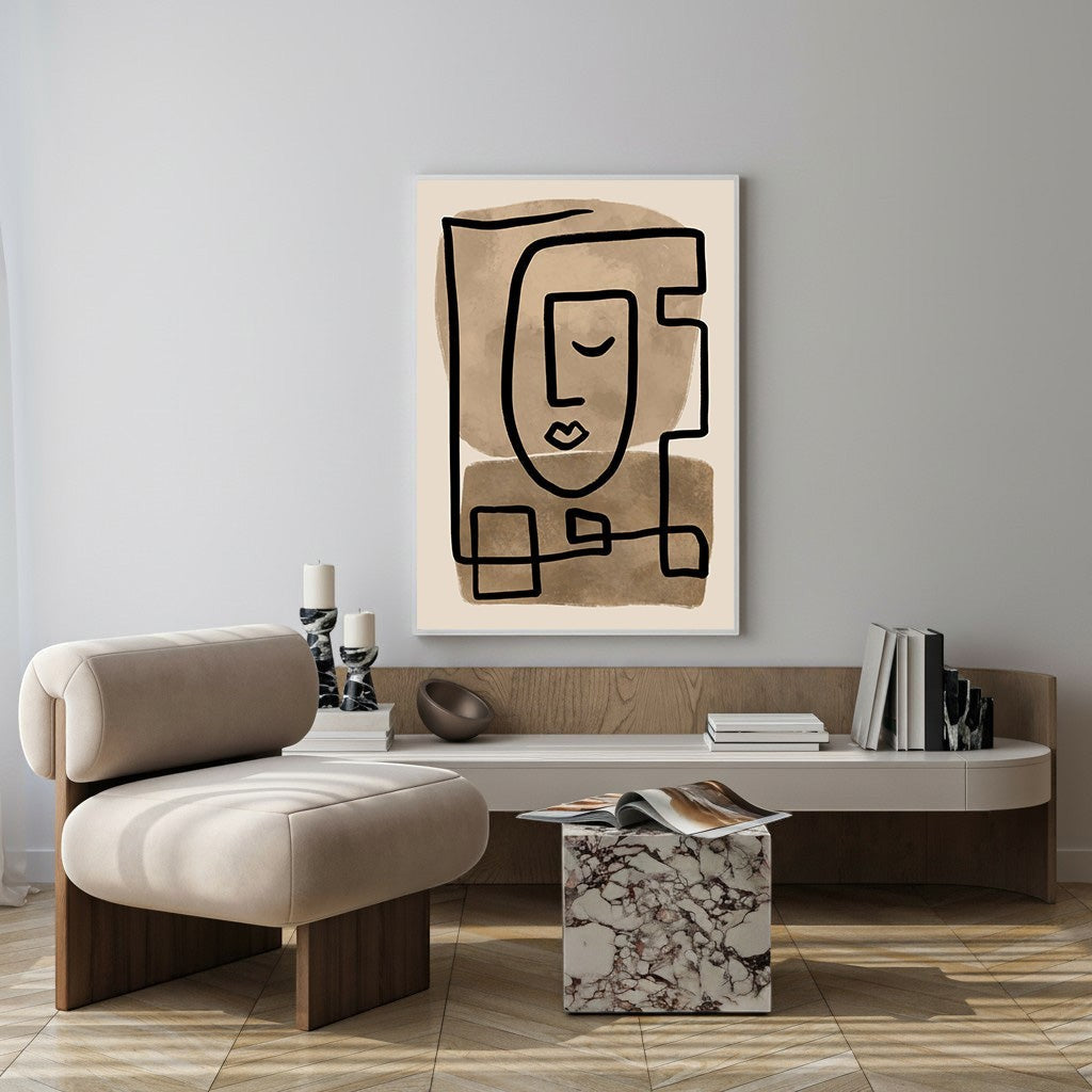 Abstract Face Line Art Print