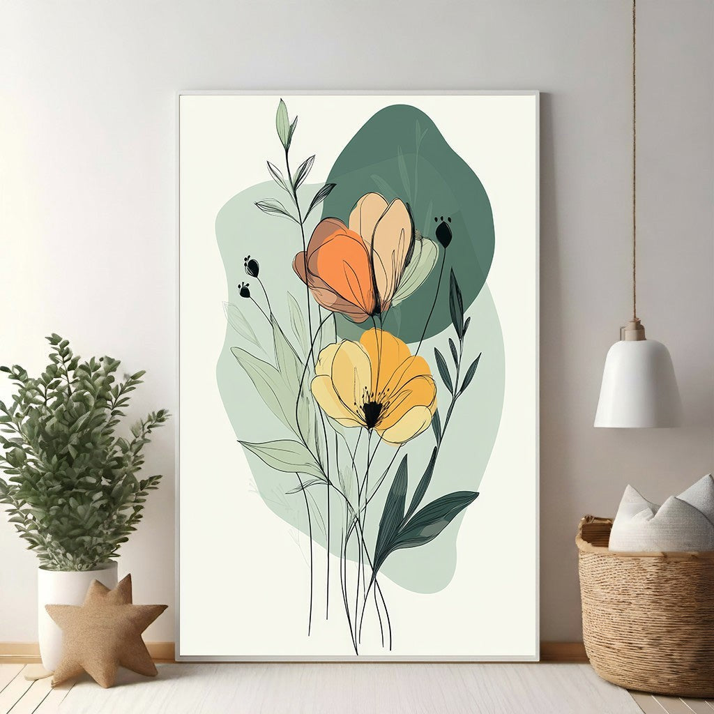Abstract Floral Botanical Line Art