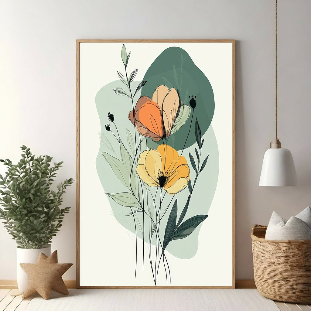Abstract Floral Botanical Line Art