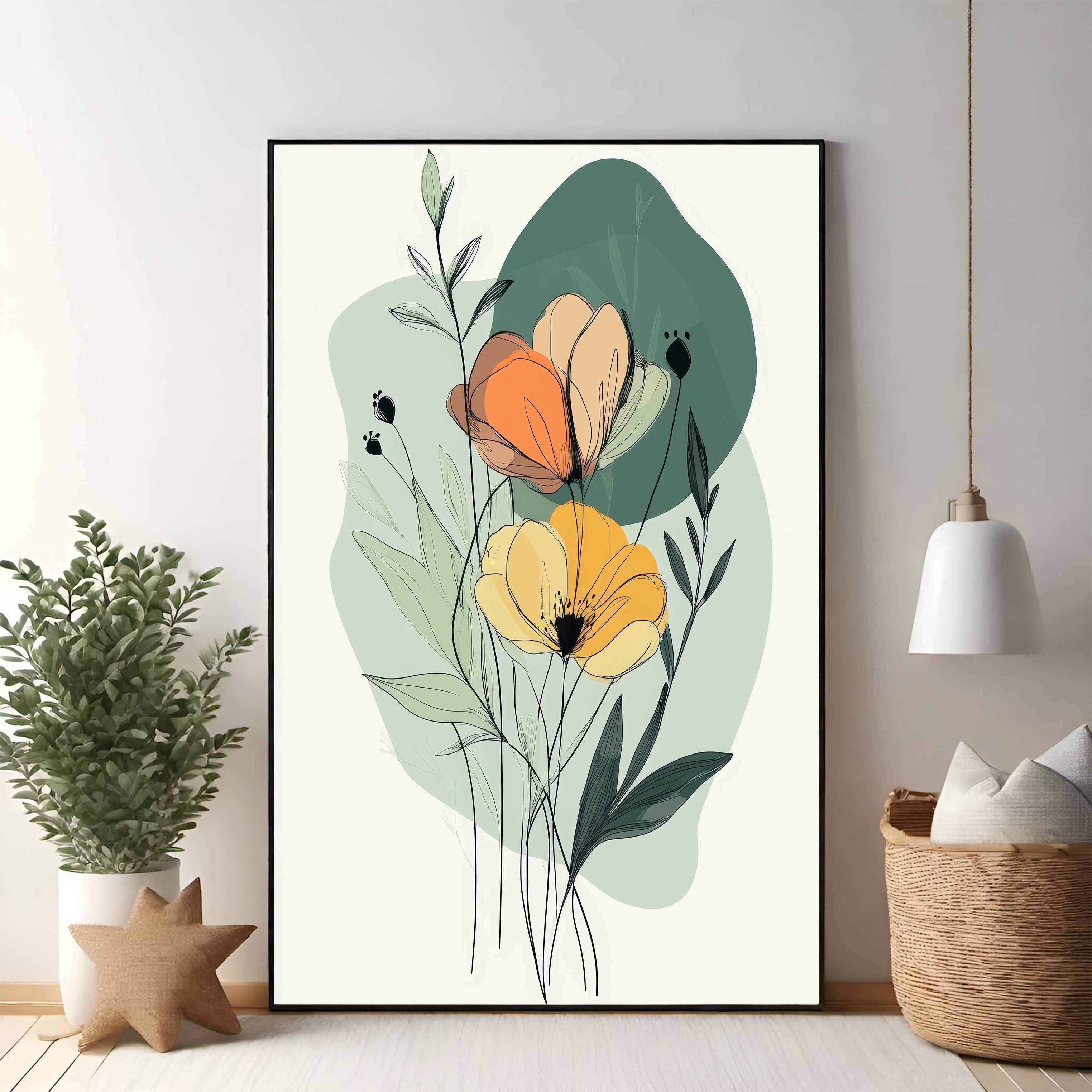 Abstract Floral Botanical Line Art